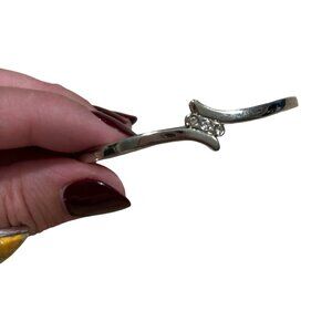 Vintage Clamper Style Silver Tone 3 Rhinestone Bracelet Cute Timeless Bangle